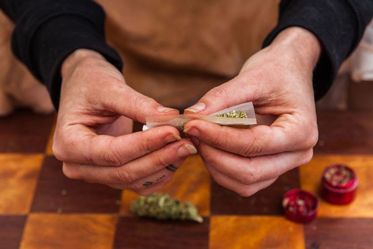 Rolling a cannabis joint