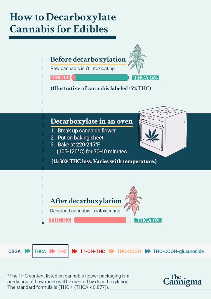 Decarboxylation infographic: How to activate cannabis/THC