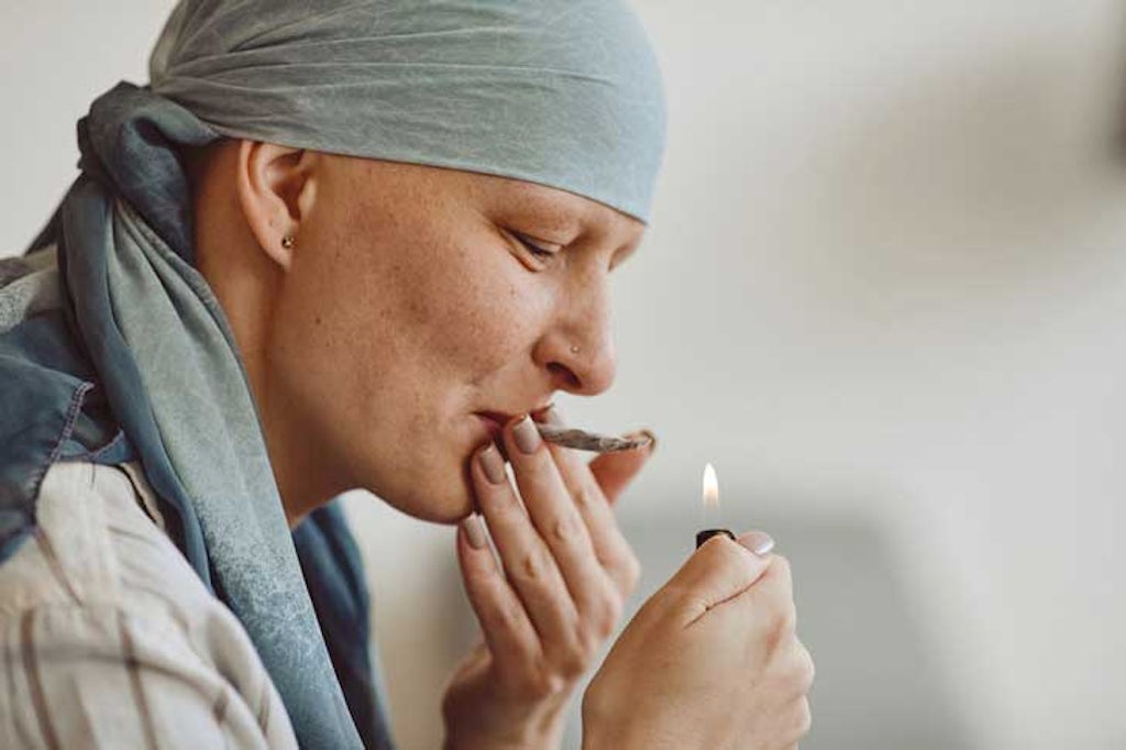 A cancer patient smokes marijuana