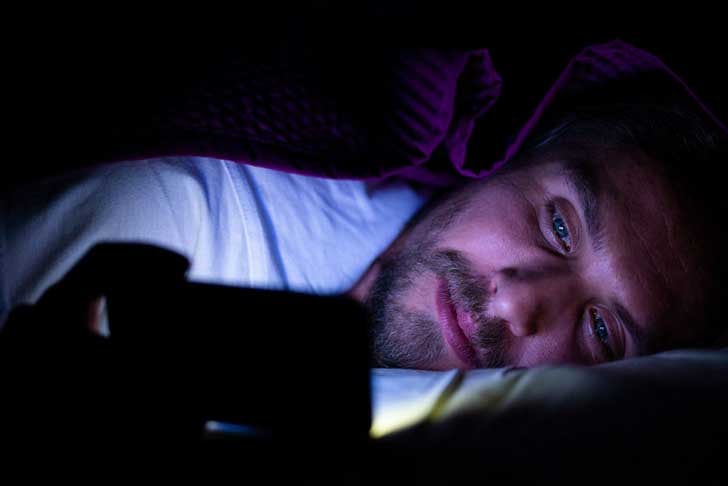 Lying awake at night with insomnia