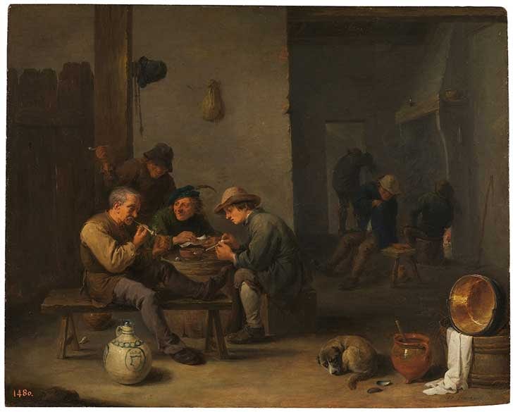 "Smokers in a tavern," painting by David Teniers the Younger