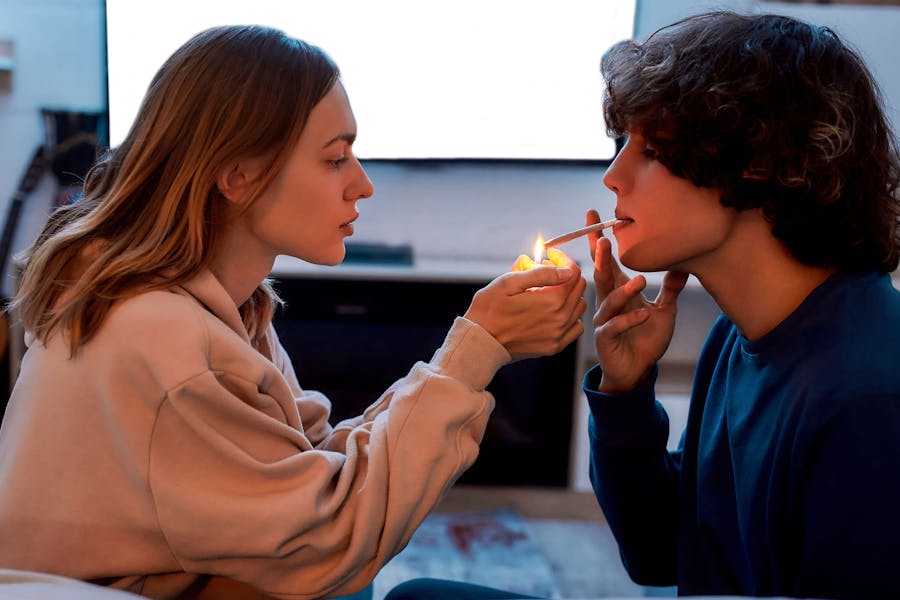 Couple smoking a joint