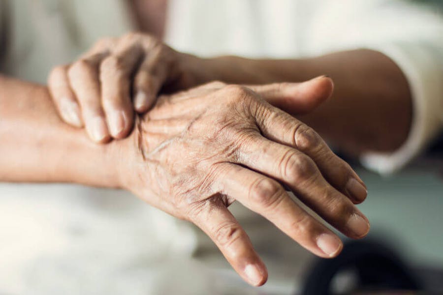 Trembling hands of a Parkinson's patient