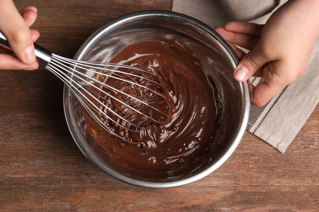 Mixing chocolate cake dough