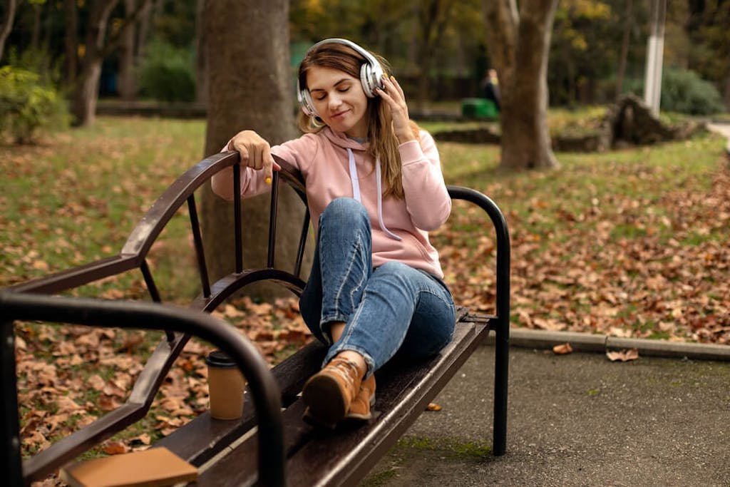 Listening to music in the park
