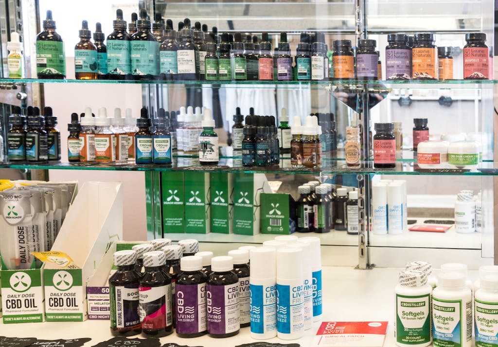 CBD products displayed in a retail store in Knoxville, TN