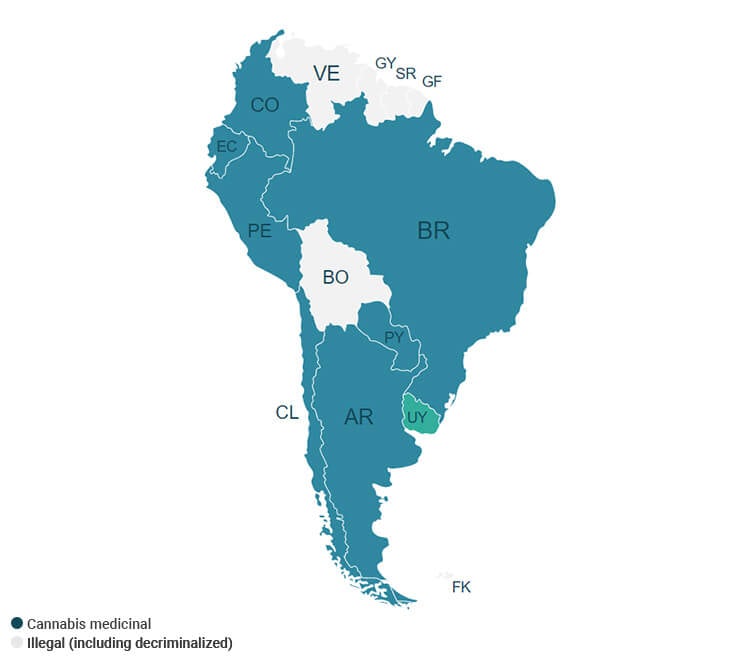 Where cannabis is legal in South America