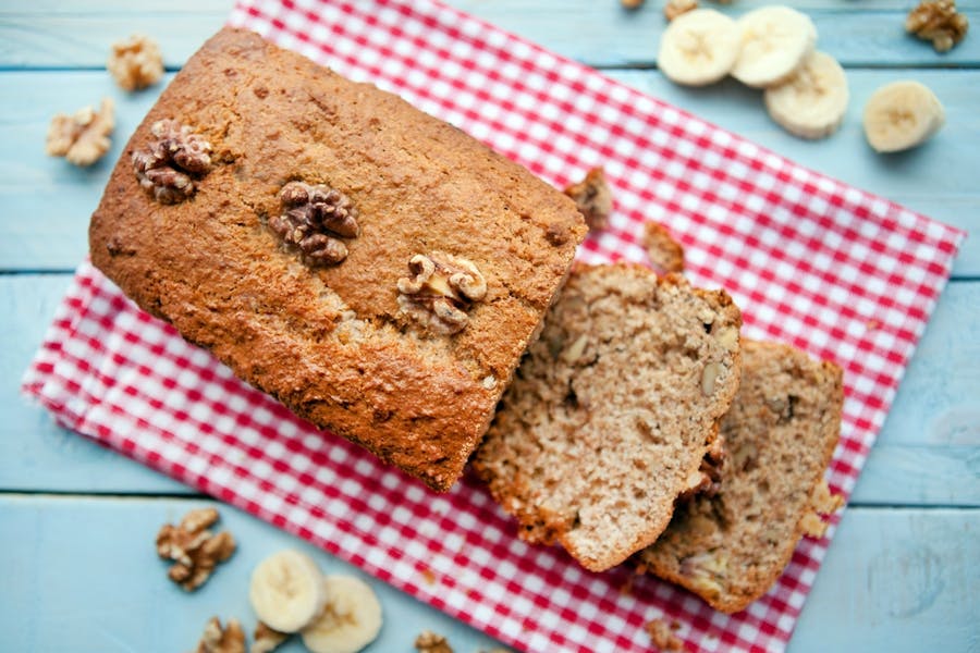 A loaf of cannabis banana bread from above