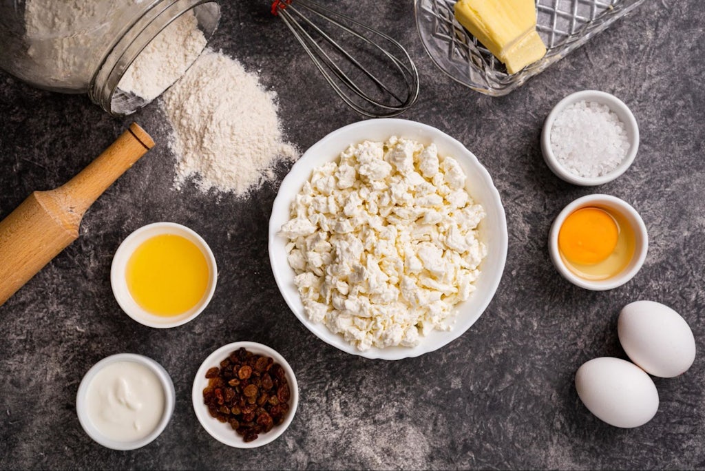 Ingredients for making homemade cheesecakes
